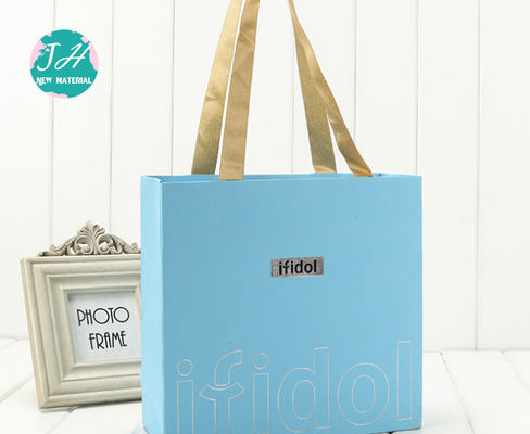 13x8x15cm  Recyclable Paper Carrier Bags With Ribbon Handles