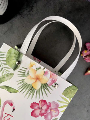 CMYK 4C White Paperboard  Printed Paper Carry Bags For Gifts