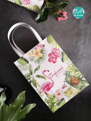 CMYK 4C White Paperboard  Printed Paper Carry Bags For Gifts